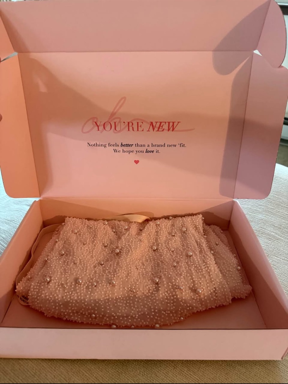 Blush Pink Beaded Mini Dress with Spaghetti Straps - Picture 2 of 4